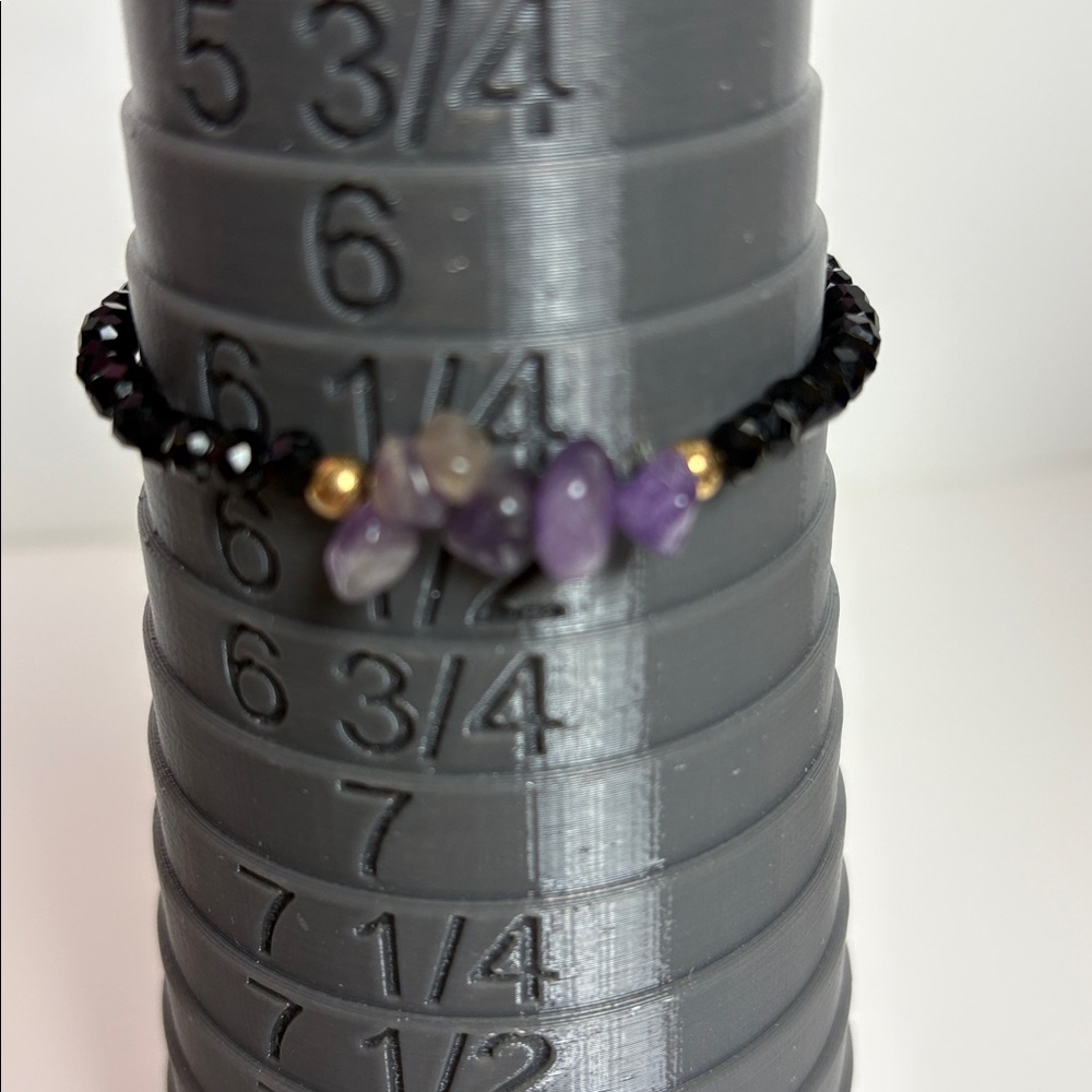 Amethyst stretch Black Glass Beaded Bracelet